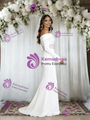 White Mermaid Long Sleeve Wedding Dress