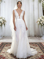 White Tulle V-neck Appliques Wedding Dress