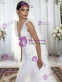 White Deep V-neck Tulle Backless Wedding Dress