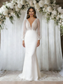 White Mermaid Long Sleeve Sequins Wedding Dress
