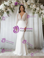 White Mermaid Long Sleeve Sequins Wedding Dress