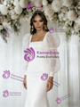 White Mermaid Sequins Long Sleeve Wedding Dress