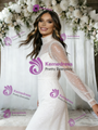White Sequins Long SLeeve High Neck Wedding Dress