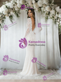 White Mermaid Lace Long SLeeve Backless Wedding Dress