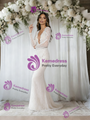 White Mermaid Lace Long SLeeve Backless Wedding Dress