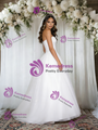 White Tulle Strapless Appliques Wedding Dress