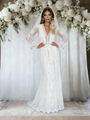 White Lace Long Sleeve Wedding Dress