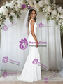 White Mermaid V-neck Cap Sleeve Wedding Dress