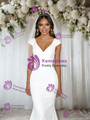 White Mermaid V-neck Cap Sleeve Wedding Dress