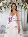 White Tulle Appliques Spaghetti Straps Wedding Dress