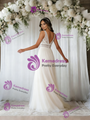 Beige White Tulle Lace V-neck Wedding Dress