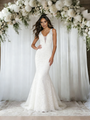 White Mermaid Appliques V-neck Wedding Dress
