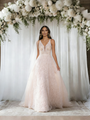 Champagne Lace V-neck Sleeveless Wedding Dress