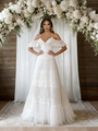 A-Line White Lace Spaghetti Straps Wedding Dress