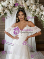 A-Line White Lace Spaghetti Straps Wedding Dress