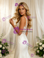 White Mermaid Satin Appliques Wedding Dress