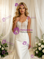 White Mermaid Satin Appliques Wedding Dress
