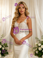White Mermaid Satin Appliques Wedding Dress