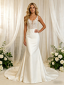 White Mermaid Satin Appliques Wedding Dress