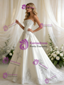 Beige White Satin Strapless Beading Wedding Dress