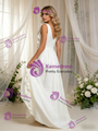 Beige White V-neck Flower Wedding Dress