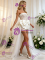 White Tulle Lace Strapless Bow Wedding Dress