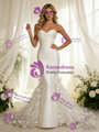 Mermaid Satin Tulle Strapless Flower Wedding Dress