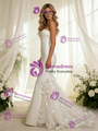 Mermaid Satin Tulle Strapless Flower Wedding Dress