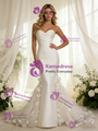 Mermaid Satin Tulle Strapless Flower Wedding Dress
