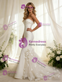 Mermaid Satin Tulle Strapless Flower Wedding Dress
