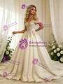 Ivory Satin Off the Shoulder Beading Wedding Dress
