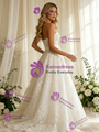 White Lace Strapless Bow Wedding Dress