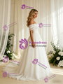 White Tulle Off the Shoulder Pleats Wedding Dress