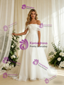 White Tulle Off the Shoulder Pleats Wedding Dress