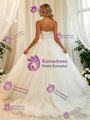 White Tulle Strapless Beading Wedding Dress