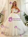 White Tulle Strapless Beading Wedding Dress