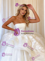 White Tulle Strapless Appliques Wedding Dress