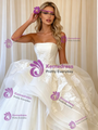 White Tulle Strapless Appliques Wedding Dress