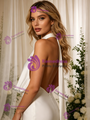 White Mermaid Satin Halter Backless Wedding Dress
