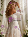 White Lace Long Sleeve Wedding Dress