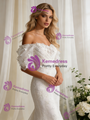 White Mermaid Lace Flower Wedding Dress