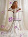 White Mermaid Lace Flower Wedding Dress