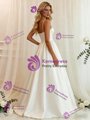 White Satin Spaghetti Straps Wedding Dress