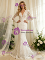 White Mermaid Lace V-neck Wedding Dress