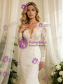 White Mermaid Lace V-neck Wedding Dress