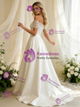 White Short Sleeve Lace Wedding Dress