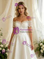 White Short Sleeve Lace Wedding Dress