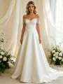 White Short Sleeve Lace Wedding Dress