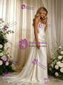 White Mermaid Satin Strapless Pleats Wedding Dress