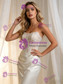 White Mermaid Satin Strapless Lace Wedding Dress